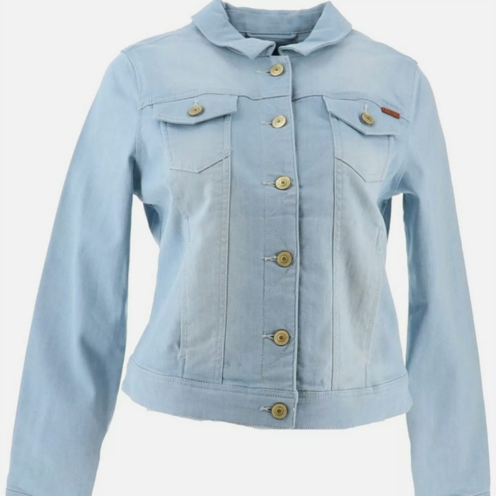 NWT Isaac Mizrahi Live Denim Jacket Bleach Indigo 10